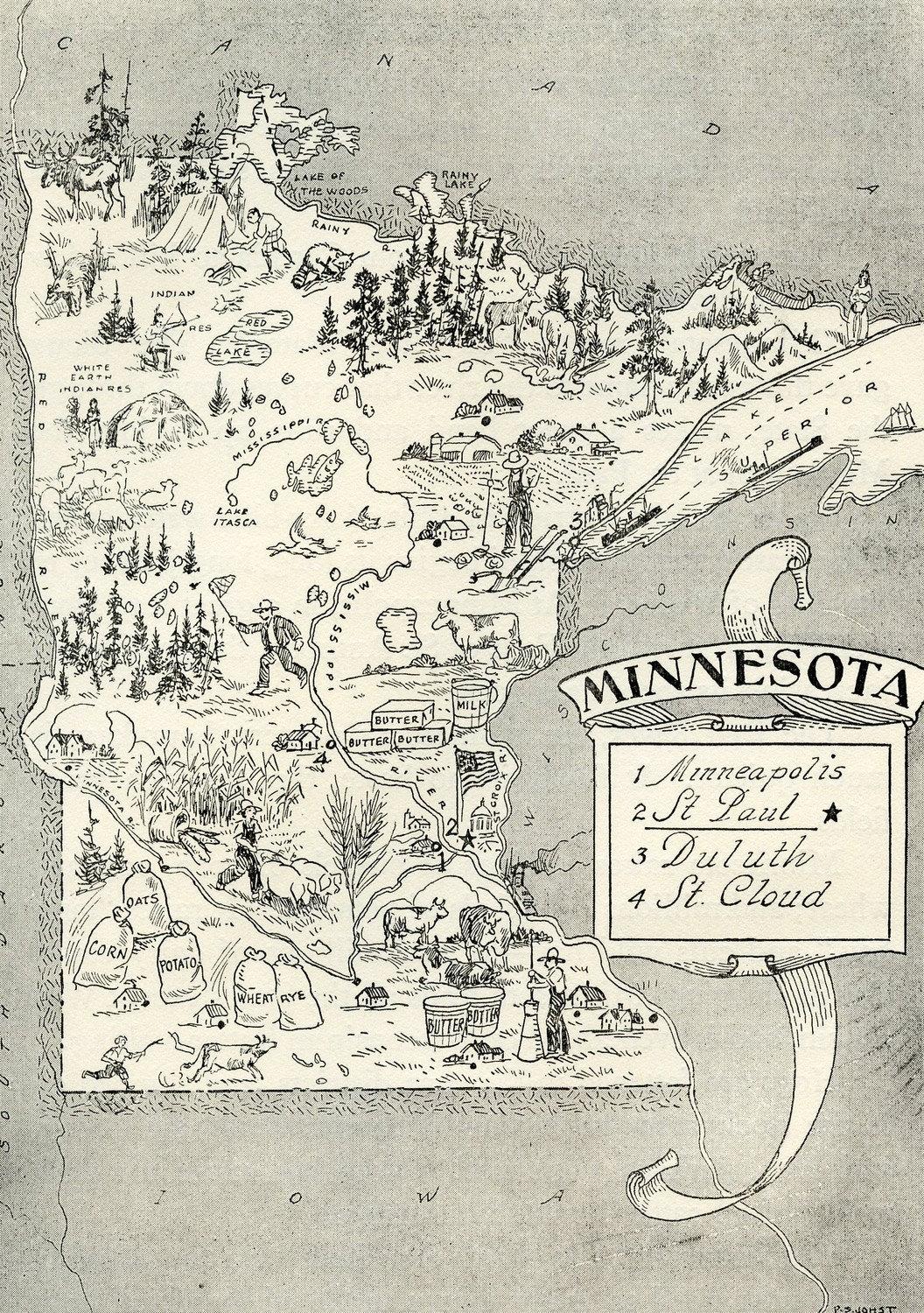 vintage minnesota map